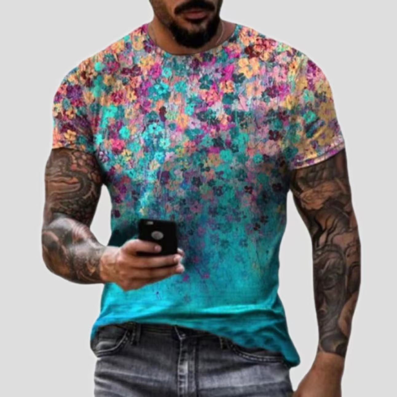 Men's Fashion Plus-Size Printed Short-Sleeve Shirt