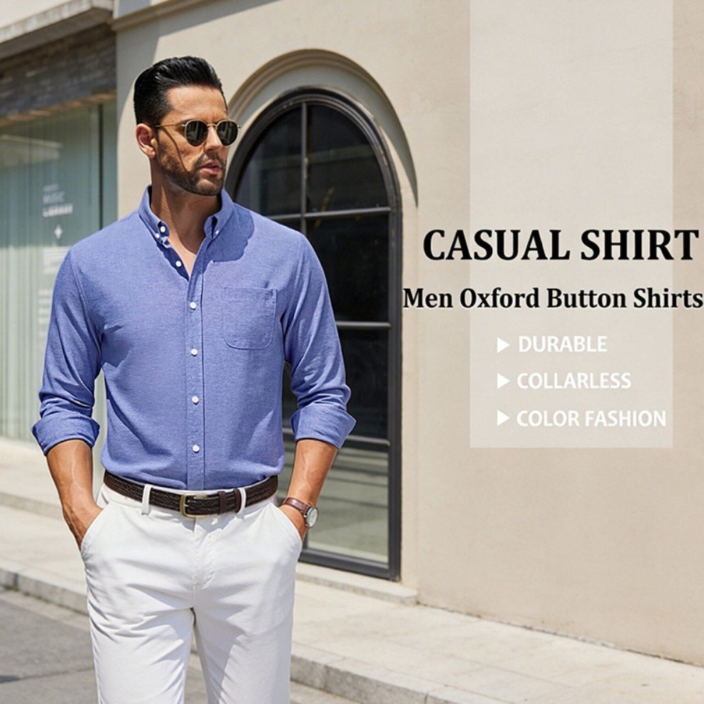Men's Long-Sleeve Casual Oxford Shirt