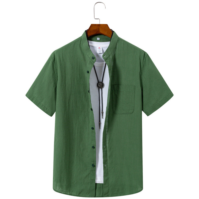 Men's Breathable Bamboo-Loop Cotton Short-Sleeve Shirt