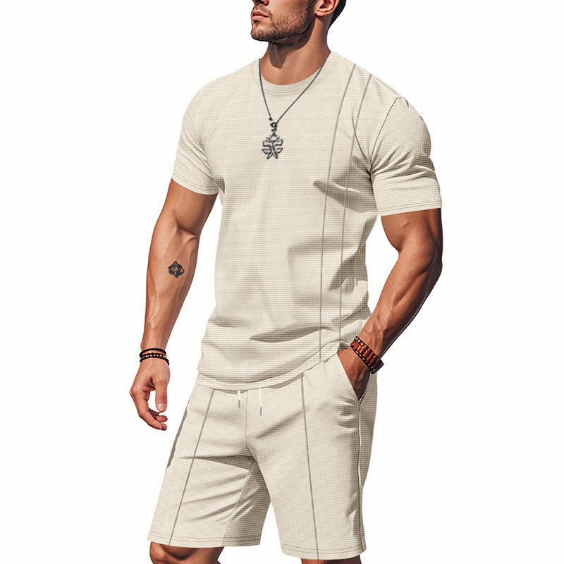 Men's Crew-Neck Short-Sleeve T-Shirt And Shorts Set