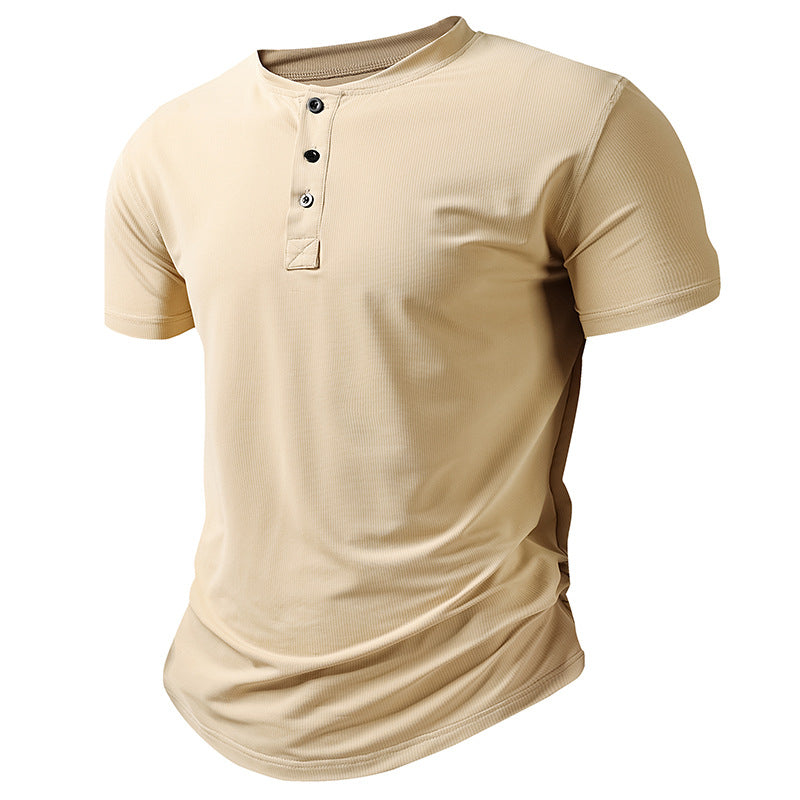 Men's Sports Henley-Neck Short-Sleeve T-Shirt