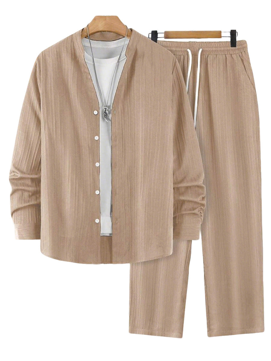 Solid-color Men's Casual Sport Two-piece Set